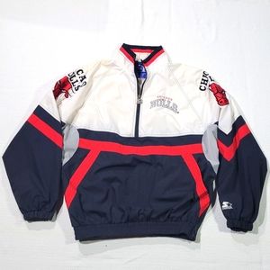 RARE 90's Vintage Starter Chicago Bulls Mens Half Zip Warm Up Jacket size XL